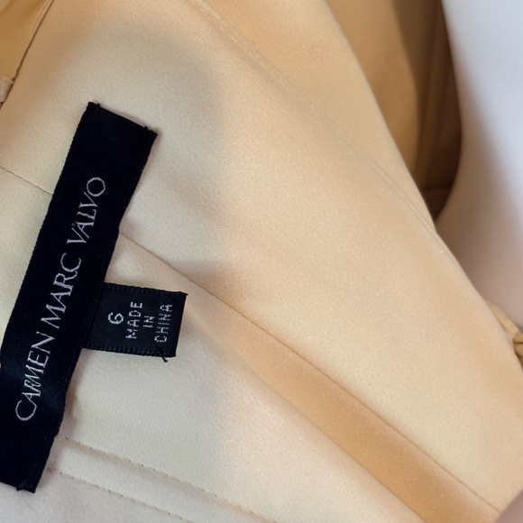 Carmen Marc Valvo Strapless Cocktail Tiered Ruffle Silk Dress Yellow Sz 6 - Picture 7 of 14